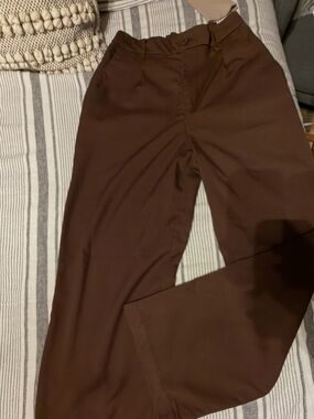 H&M Classic Brown Straight-Leg Pants